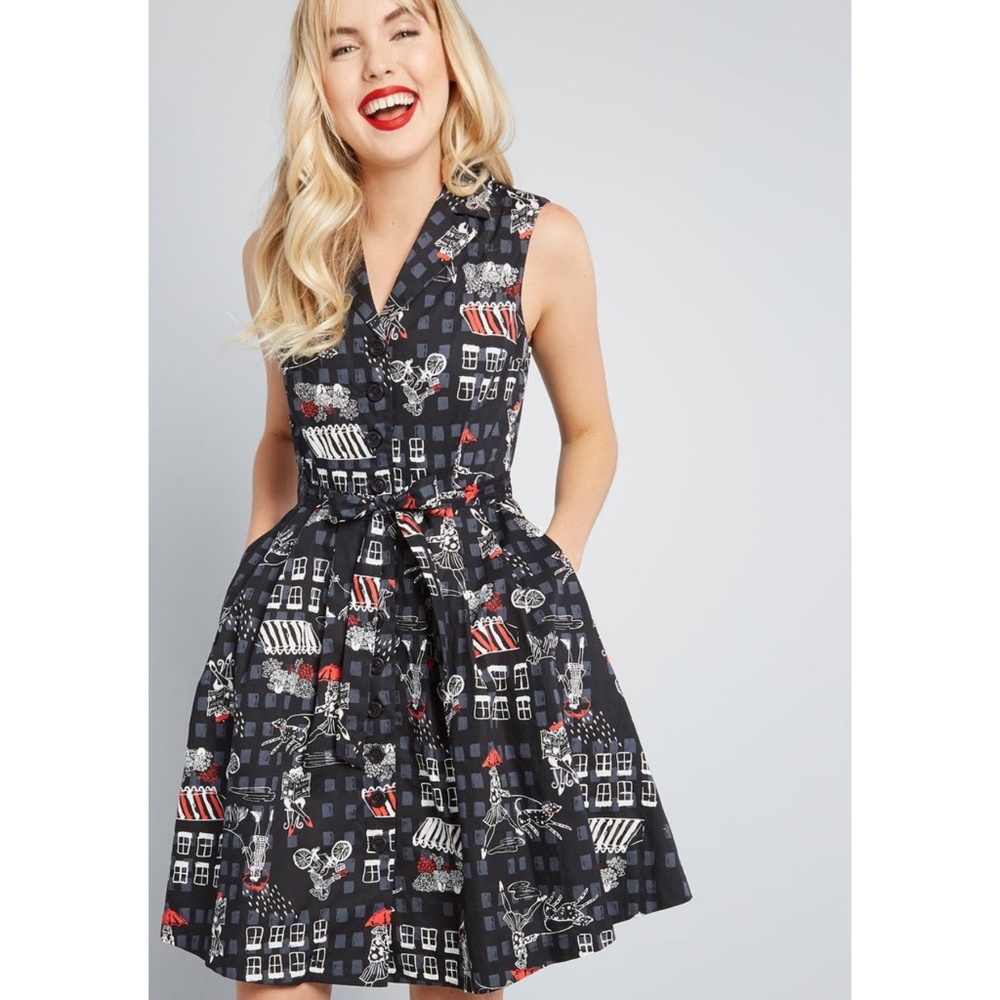 Community Brunch Black Shirt Dress Sz L